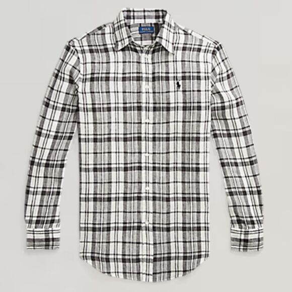 Polo Ralph Lauren Tops - Polo Ralph Lauren Relaxed Fit Plaid 100% Linen Button Down Shirt Women’s Medium